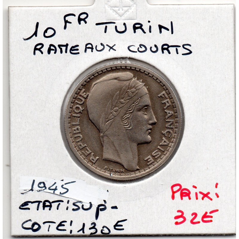 10 francs Turin 1945 rameaux court Sup, France pièce de monnaie