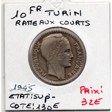 10 francs Turin 1945 rameaux court Sup, France pièce de monnaie