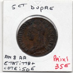 5 centimes Dupré An 8 AA Metz TTB+, France pièce de monnaie