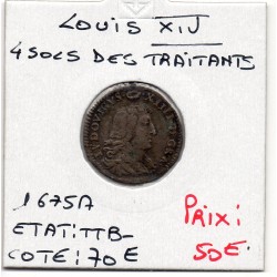 4 Sols des traitants 1675 A Paris TTB- Louis XIV pièce de monnaie royale