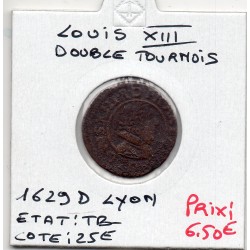 Double Tounois 1629 D Lyon Louis XIII pièce de monnaie royale