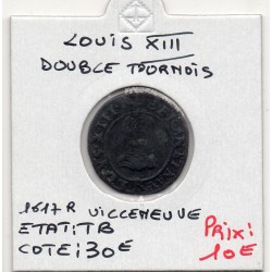 Double Tounois 1617 R Villeneuve Louis XIII pièce de monnaie royale