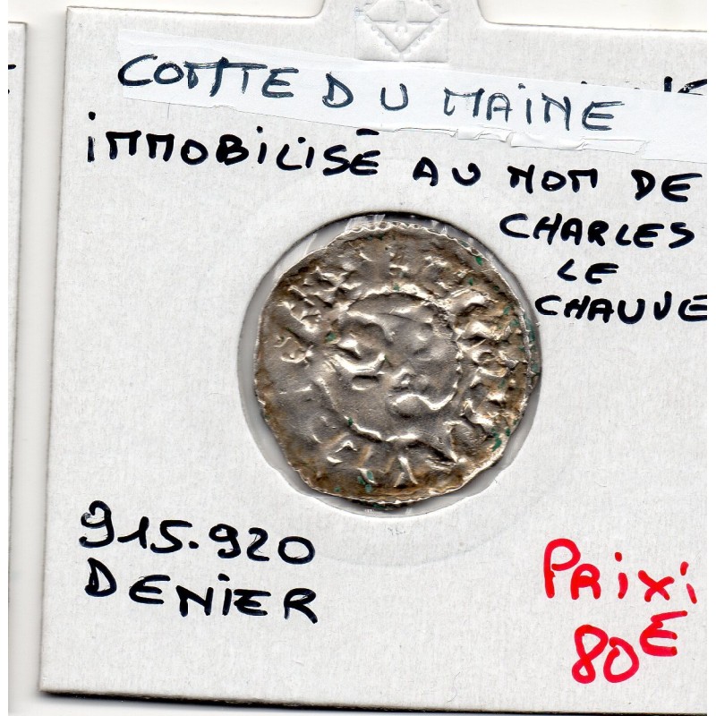 Comté du maine Denier Charles II le Chauve immobilisé (915-920) pièce de monnaie Féodale