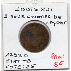 Guyane, Cayenne 2 sous 1789 A TB, Lec 20 pièce de monnaie