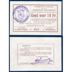Belgique West-Vlaanderen, Billet de banque, bon pour 10 Francs Belge 1940
