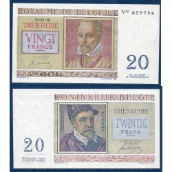 Belgique Pick N°132a, Neuf Billet de banque de 20 Francs Belge 1956