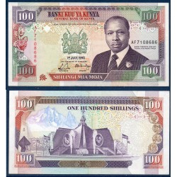 Kenya Pick N°27b, Billet de banque de 100 Shillings 1990