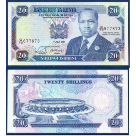 Kenya Pick N°25c, Billet de banque de 20 Shillings 1990
