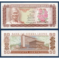 Sierra Leone Pick N°9, Billet de banque de 50 cents 1980