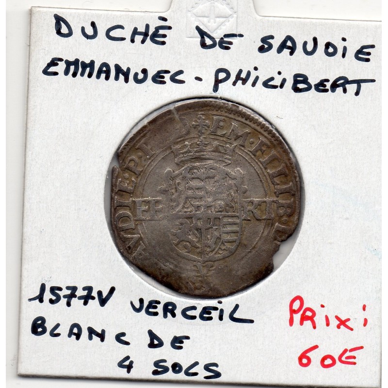 Duché de Savoie, Emmanuel Philibert (1577) Verceil Blanco de 4 sols