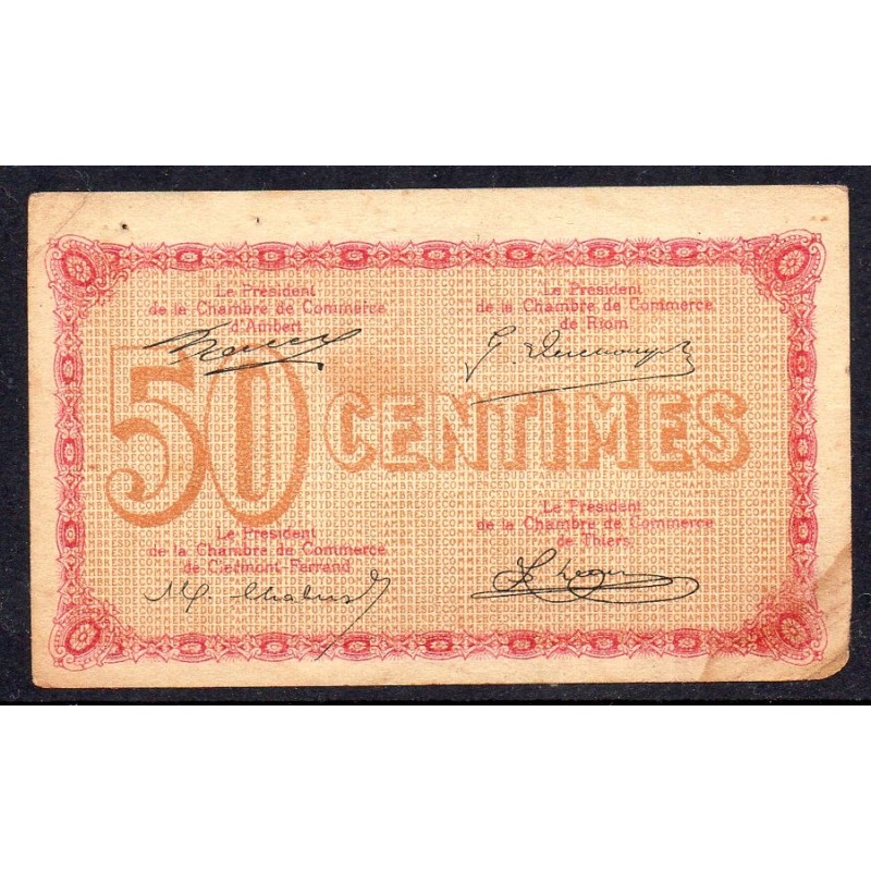 Puy de Dome 50 centimes TB 1.1.1920 Pirot 1 Billet de la chambre de Commerce