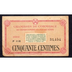 Puy de Dome 50 centimes TB 1.1.1920 Pirot 1 Billet de la chambre de Commerce