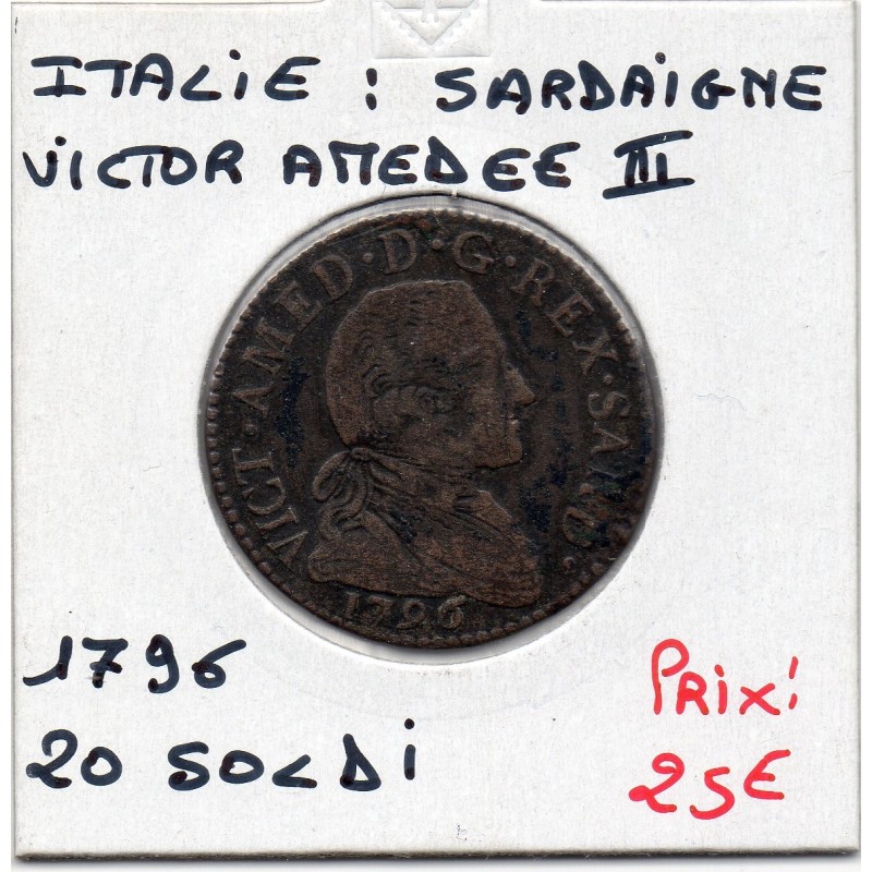 Italie Sardaigne 20 Soldi 1796 TB, KM 94 pièce de monnaie