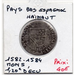 Pays-Bas Espagnols Hainaut vingtieme Ecu 1582-1584 Mons, pièce de monnaie