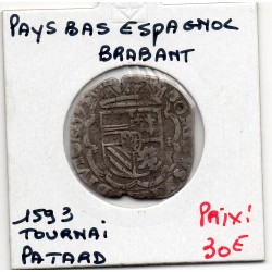 Pays-Bas Espagnols Brabant double patard 1593 Tournais, pièce de monnaie