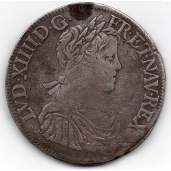 Ecu à la mèche longue 1652 T nantes Louis XIV pièce de monnaie royale