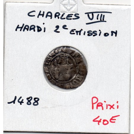Hardi 2eme emission Charles VIII (1488) Bordeaux pièce de monnaie royale