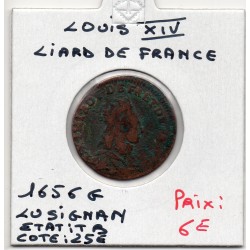 Liard de France 1656 G Lusignan TB- Louis XIV pièce de monnaie royale