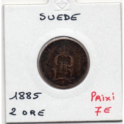 Suède 2 Ore 1885 TTB, KM 746 pièce de monnaie