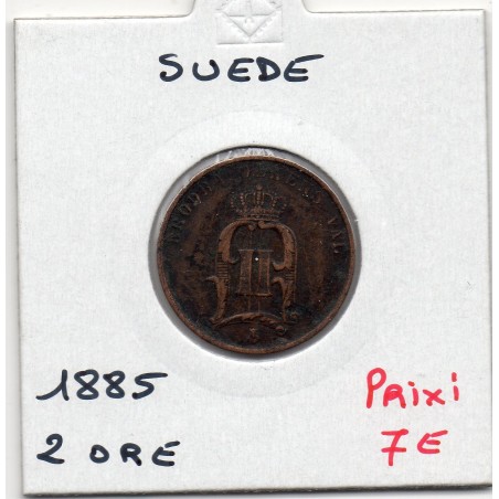 Suède 2 Ore 1885 TTB, KM 746 pièce de monnaie