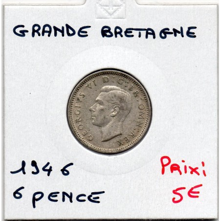 Grande Bretagne 6 pence 1946 Spl, KM 852 pièce de monnaie