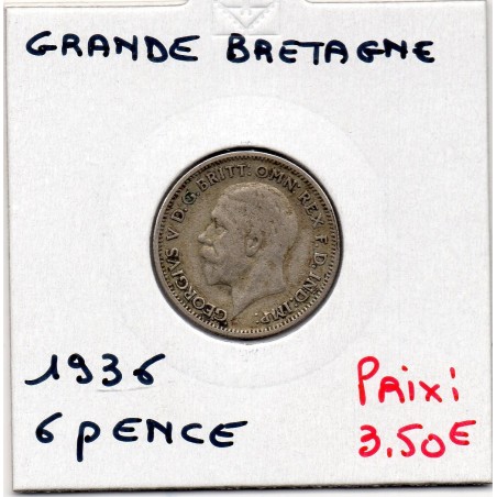 Grande Bretagne 6 pence 1936 TTB, KM 832  pièce de monnaie