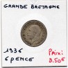 Grande Bretagne 6 pence 1936 TTB, KM 832  pièce de monnaie