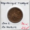 République Tchèque 20 Korun 2002 FDC, KM 5 pièce de monnaie