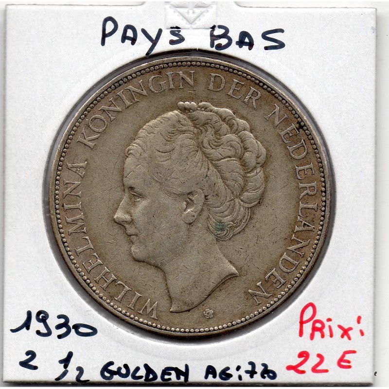 Pays Bas 2 1/2 Gulden 1930 TTB, KM 165 pièce de monnaie