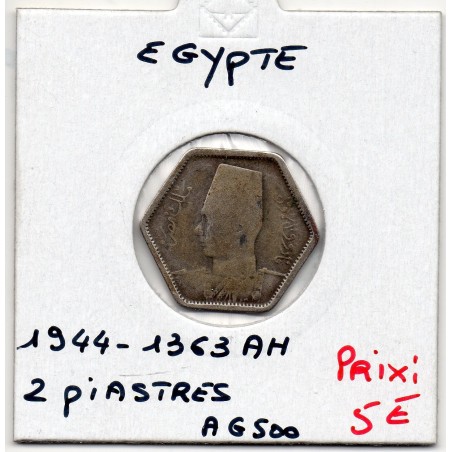 Egypte 2 piastres 1363 AH - 1944 TB, KM 369 pièce de monnaie