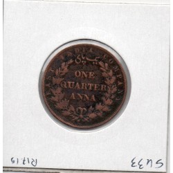 Inde Britannique 1/4 anna 1858, KM 463.2 feuilles doubles pièce de monnaie