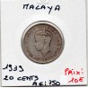 Malaya 20 cents 1939 Sup, KM 5 pièce de monnaie
