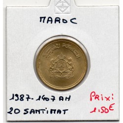 Maroc 20 santimat 1407 AH - 1987 Sup, KM Y85 pièce de monnaie