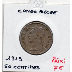 Congo Belge 50 centimes 1929 en Français TTB, KM 22 pièce de monnaie