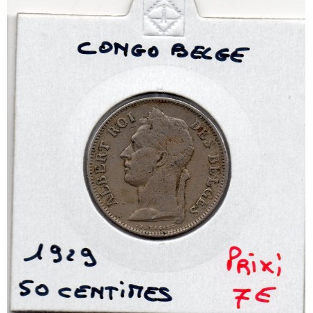 Congo Belge 50 centimes 1929 en Français TTB, KM 22 pièce de monnaie
