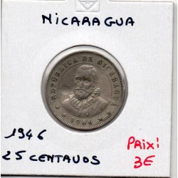 Nicaragua 25 centavos 1946 TTB KM 18 pièce de monnaie