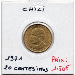 Chili 20 Centavos 1971 Spl, KM 195 pièce de monnaie