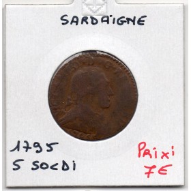 Italie Sardaigne 5 Soldi 1795 B+, KM 91 pièce de monnaie