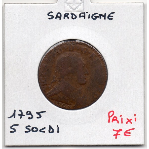 Italie Sardaigne 5 Soldi 1795 B+, KM 91 pièce de monnaie