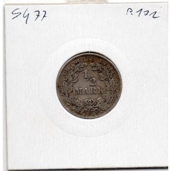 Allemagne 1/2 mark 1908 A, TB+ KM 17 pièce de monnaie