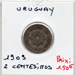 Uruguay 2 Centesimos 1909 TTB, KM 20 pièce de monnaie