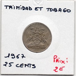 Trinité et Tobago 25 cents 1967 TTB, KM 4 pièce de monnaie