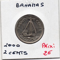 Bahamas 25 cents 2000 FDC, KM 63.2 pièce de monnaie