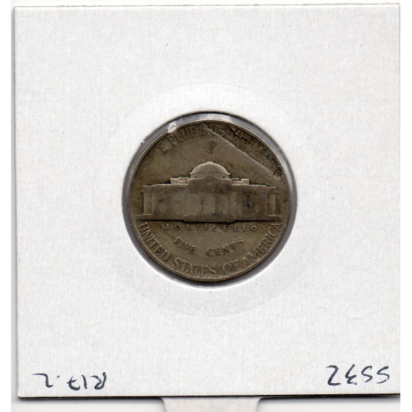 Etats Unis 5 cents 1943 P TB fauté, laminage, KM 192a pièce de monnaie