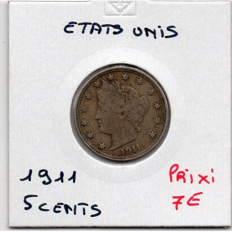 Etats Unis 5 cents 1911 TB, KM 112 pièce de monnaie