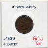 Etats Unis 1 cent 1881 TB Trou, KM 90a pièce de monnaie