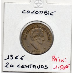 Colombie 20 centavos 1966 TTB, KM 215 pièce de monnaie