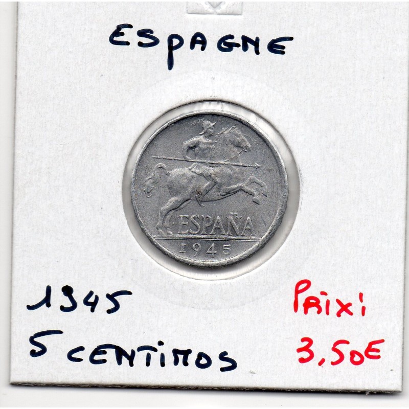 Espagne 5 centimos 1945 Sup, KM 765 pièce de monnaie