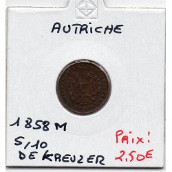 Autriche 1/2 kreuzer 1858 M TTB, KM 2182 pièce de monnaie