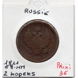 Russie 2 Kopecks 1811 EM HM Ekaterinbourg B+, KM C118.1  pièce de monnaie